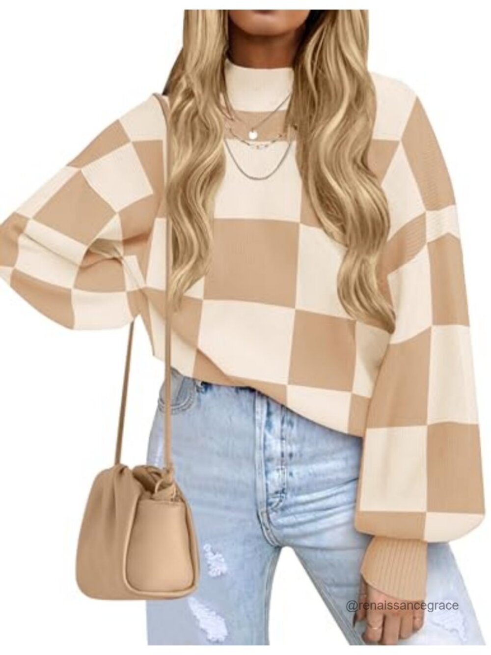 Oversized Turtleneck Knit Pullover Sweater Batwing Sleeve Fall Winter Top